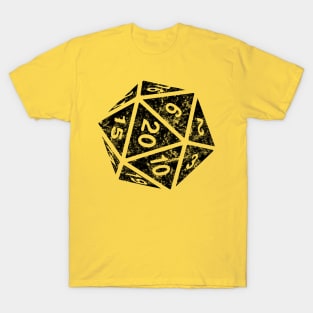 RPG Dice d20 | Distressed Black T-Shirt